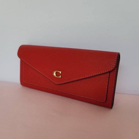 COACH Wyn Crossgrain Leather Wallet –Sport Red 🎈$121.⭐ - Picture 5 of 16